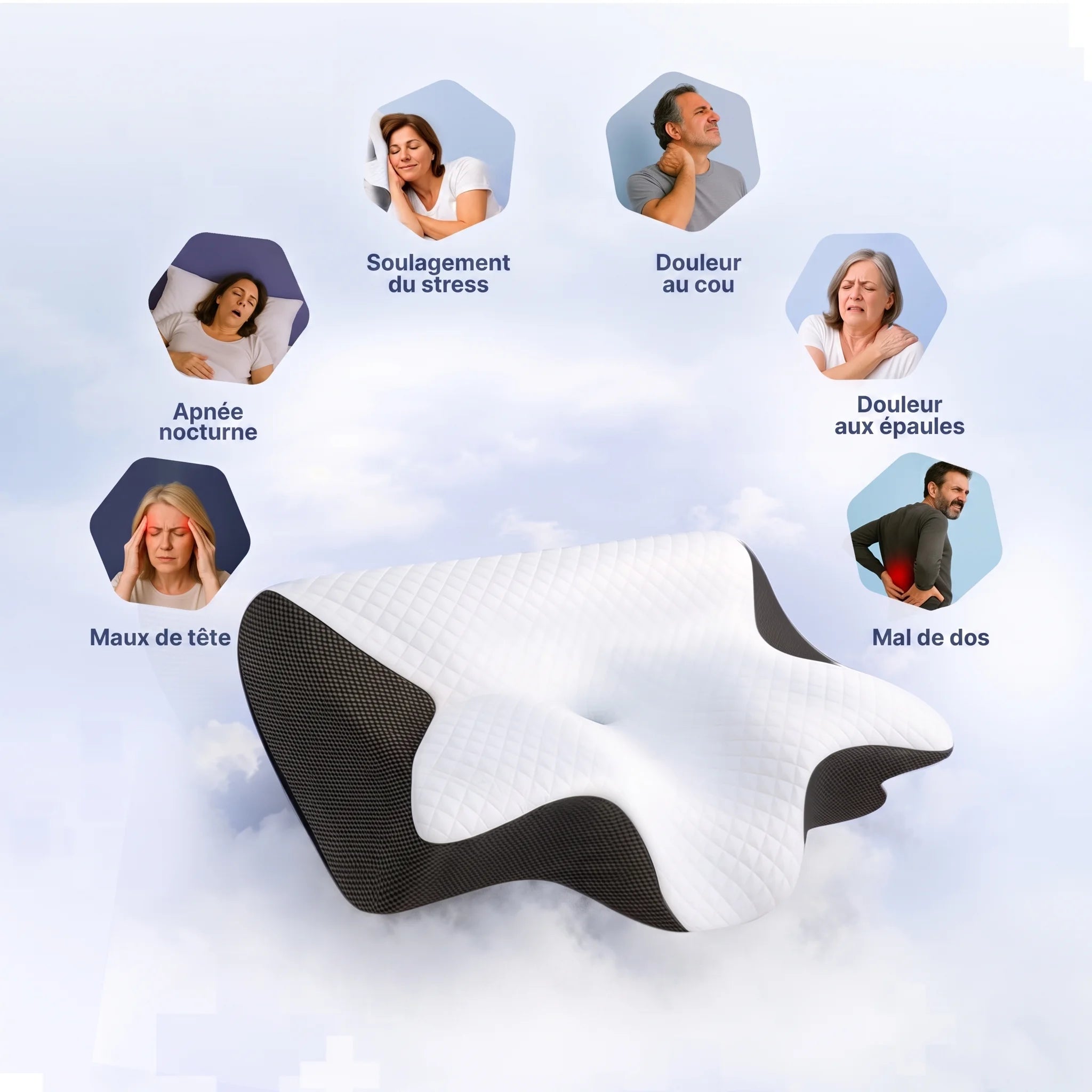 MemoForm™ — Oreiller Cervical Ergonomique à Mémoire de Forme